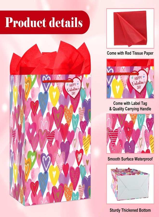 D4DREAM Valentine's Day Gift Bags - 11.5'' Medium Valentines Heart Gift Bag with Tissue Paper and Tag for Her Him - Valentines Gifts for Boyfriend Girlfriend Men Women Wife Husband - Image 4